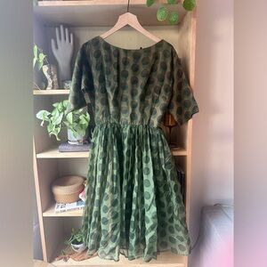 Amazing Handmade Vintage 1950’s Polka Dot Tea Length Party Dress